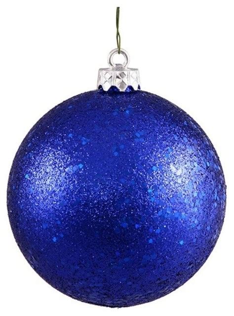 Shatterproof Lavish Blue Holographic Glitter Christmas Ball Ornament 4 Contemporary