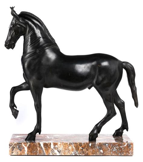 Seltene Bronzestatue Eines Hengstes Aus Der Quadriga Von Herculaneum