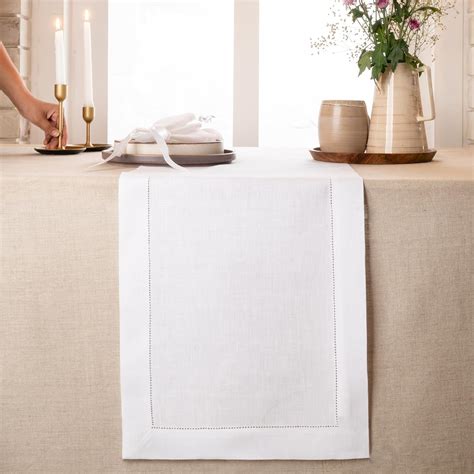 Amazon D Moksha Homes White Linen Table Runner Inches Long