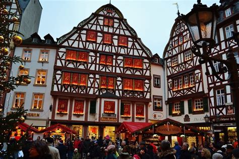 Christmas Market At Bernkastel Kues Germany On The Mosel River