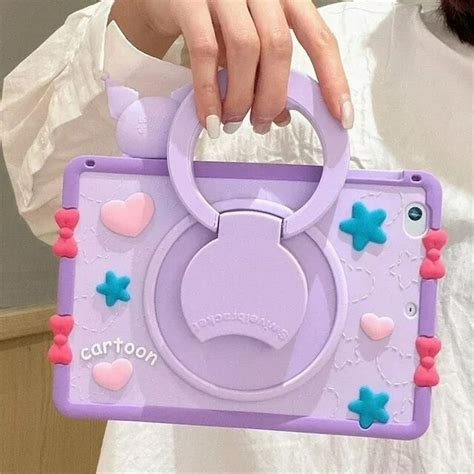 Kawaii Sanrio Kuromi Ipad Case Anime Fashion Silicone Stand Accessories