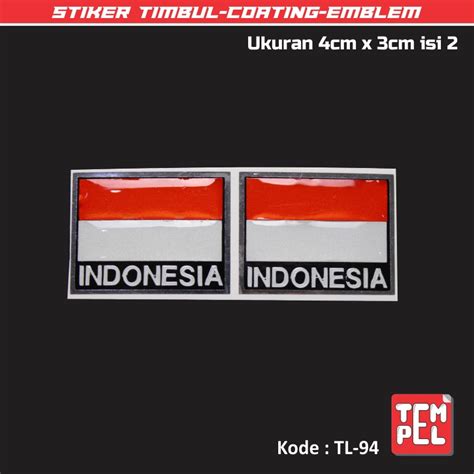 Jual STIKER Cutting Timbul Coating Emblem Embos 3D BENDERA INDONESIA