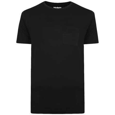 Bigdude Plain Crew Neck T Shirt With Pocket Black Tall Bigdude