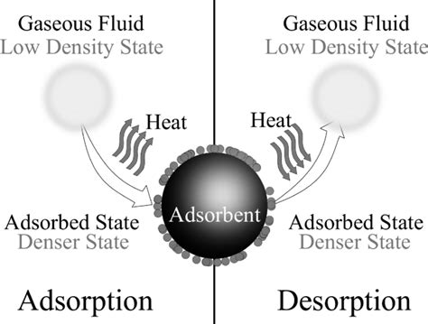 Adsorption And Desorption Phenomena Sketch Adsorption Liberates Heat