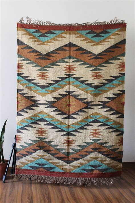 X Handmade Kilim Rug Jute Kilim Beige Black White Etsy Southwest