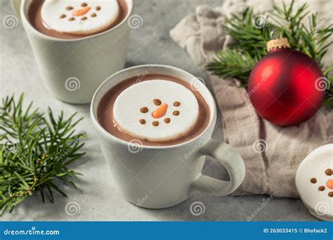 Warm Hot Chocolate With A Snowman Marshmallow Stock Image Image Of Christmas Warm