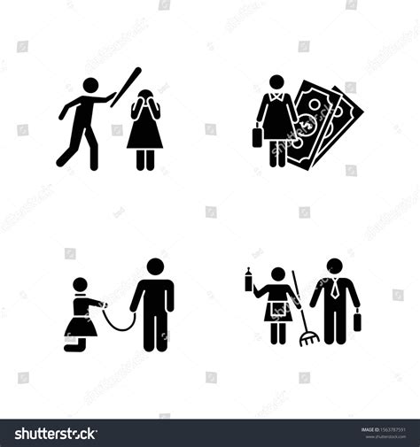 Gender Equality Glyph Icons Set Female Stock Vector Royalty Free