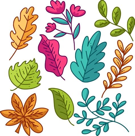 Leaf Doodle Illustration Pack 7168902 Vector Art At Vecteezy