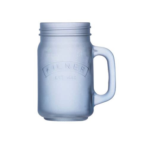 Jarra De Cristal Con Asa Azul Esmerilado Ml Kilner Mason Jar