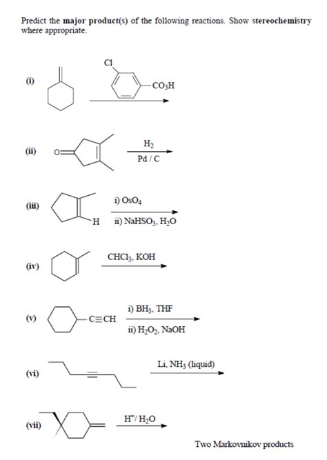 Solved Predict The Major Product S Of The Following