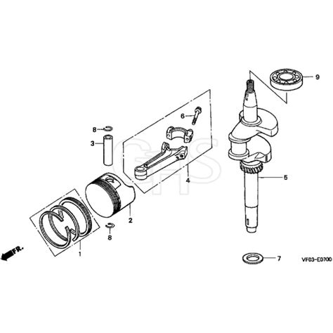 Honda HRD535 QXE MZBM 8000001 8099999 Piston Crankshaft Diagram GHS