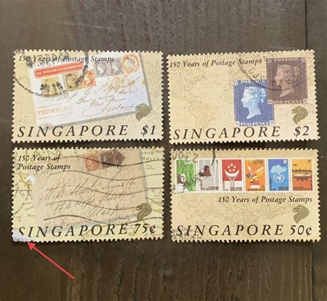 Singapore Postage Stamp Years Set Small Fault On Stamp