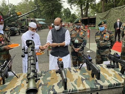 Defence Minister Rajnath Singh Performs Shastra Puja At Sukna War