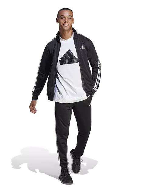 Adidas Herren Trainingsanzug Sportswear Basic Streifen Tricot Schwarz