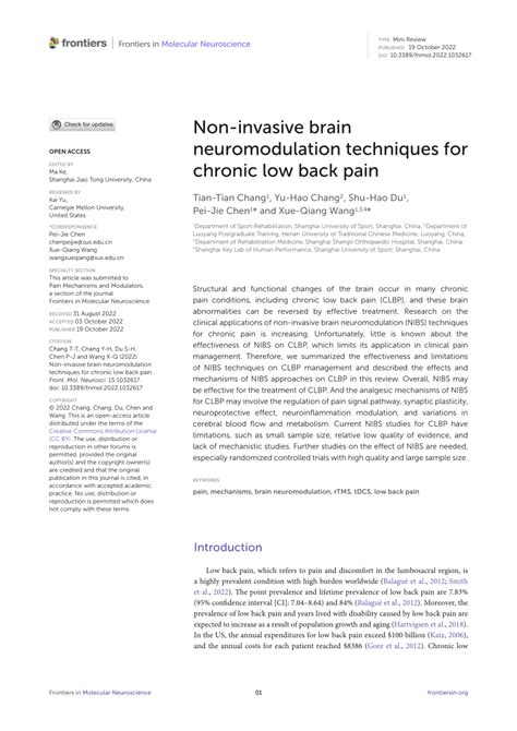 Pdf Non Invasive Brain Neuromodulation Techniques For Chronic Low