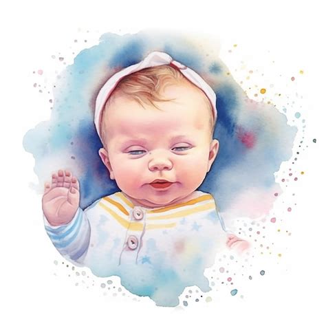 Premium Photo Adorable Baby On Watercolor Illustration