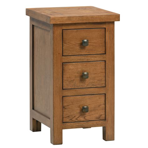 Wynyard Rustic Compact 3 Drawer Bedside Oak World