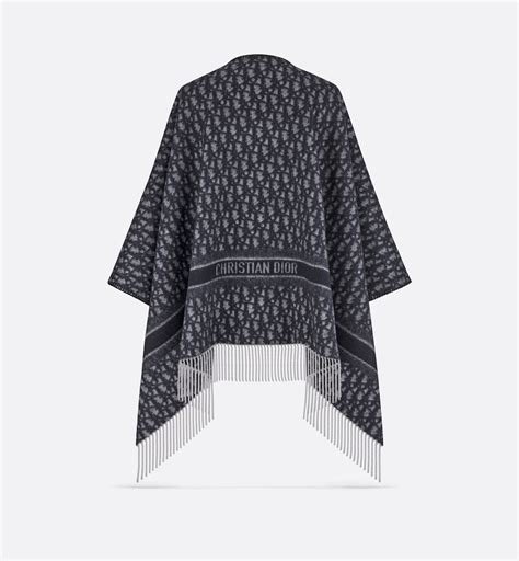 Dior Oblique Poncho Navy Blue Wool And Cashmere Dior