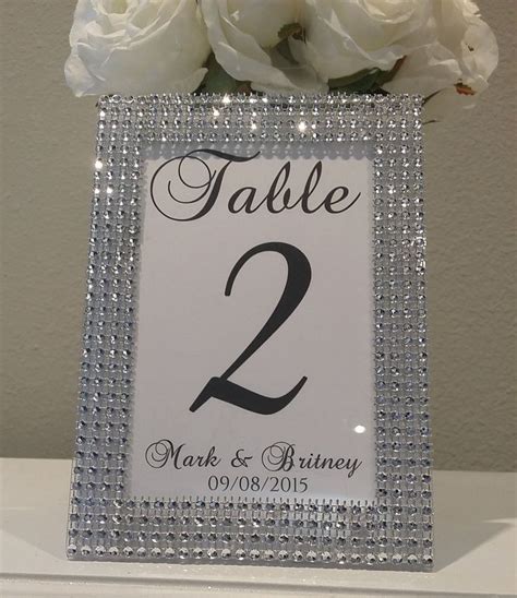 5x7 Rhinestone Frame With Table Number Personalized With Bride And