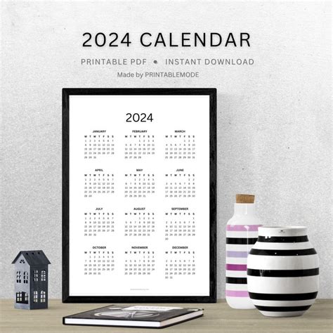 Leap Year 2024 Printable Calendar, Full-year Calendar Planner, Monday ...