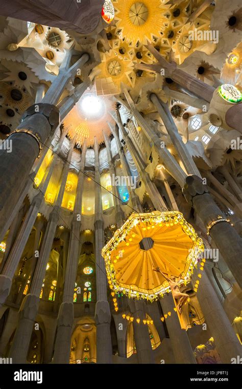 Spain Barcelona Sagrada Familia Interior Stock Photo Alamy