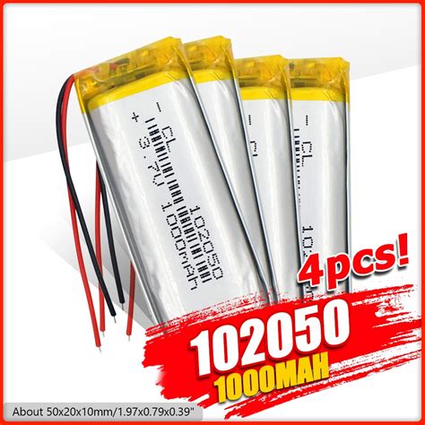 1 2 4x Oplaadbare 3 7V 1000Mah Lipo Batterij 10205 Grandado