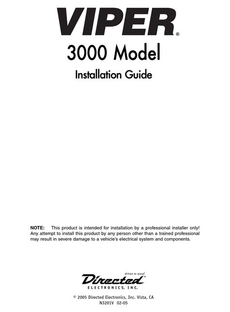 Viper Alarm 3105v Installation Guide Wiring Diagram