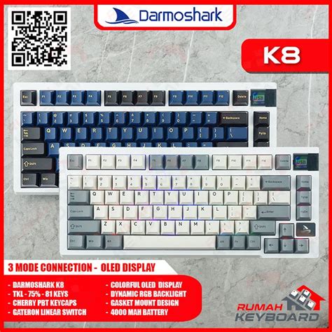 MECHANICAL KEYBOARD DARMOSHARK K8 75 RGB 3 MODE OLED DISP