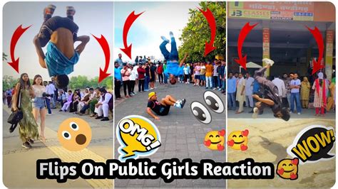 Public Reaction With Girls Stunt Video 😉 Flips Stunning Public Reaction