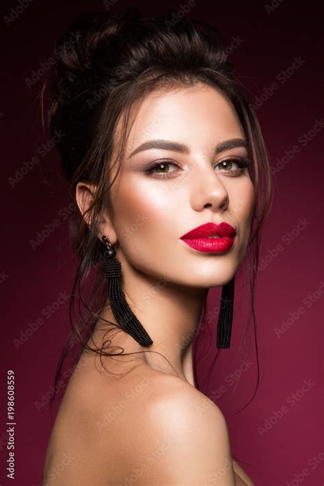 Gorgeous Young Brunette Woman Face Portrait Beauty Model Girl With