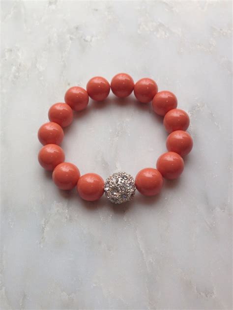 Coral Bracelet Coral Jewelry Silver Bead Bridesmaid Gifts - Etsy