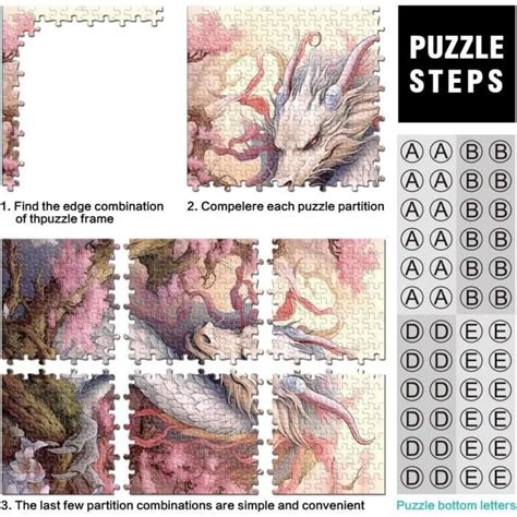 Puzzle Dragon Japonais Cerise 1000 Pièces Jouet Éducatif en Bois pour