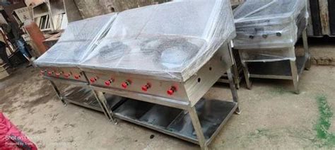 Silver Stainless Steel Old Refurbish Chinese Cooking Range For