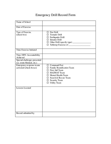 Emergency Drill Report Template Douglasbaseball