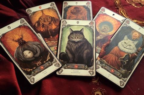 Baralho de cartas gato ilustração de cartas de tarô generativa ai