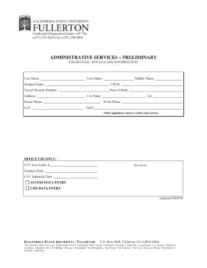 Fillable Online ADMINISTRATIVE SERVICES PRELIMINARY Fax Email Print