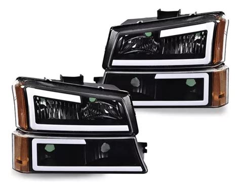 Cheyenne Silverado 2003 04 05 2006 Faros Fondo Negro Led Bsj