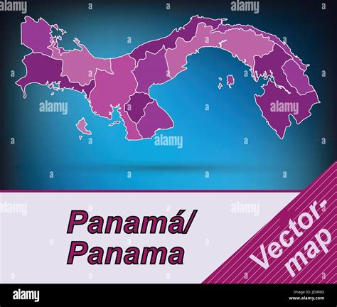 Border Map Of Panama With Borders In Violet Stock Vector Image And Art