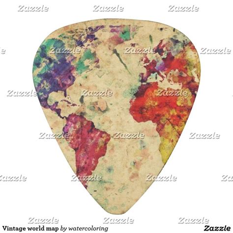 P A De Guitarra Mapa Del Mundo Del Vintage Zazzle Es Puas De