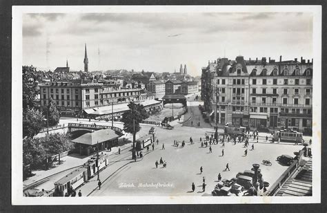 Zürich Bahnhofbrücke mit Trams und alten Autos Kaufen auf Ricardo