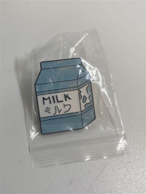 Blue Milk Carton Soft Enamel Brooches Japanese Milk Button Pins For