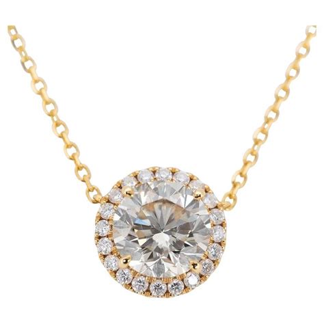 Stunning K Yellow Gold Necklace With Carats Natural Diamonds For