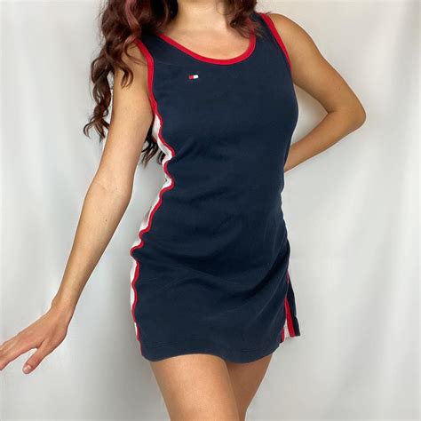 Tommy Hilfiger Women S Navy And White Dress Depop