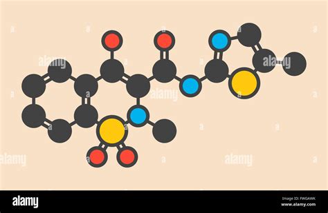 Meloxicam Nsaid Drug Molecule Stylized Skeletal Formula Chemical