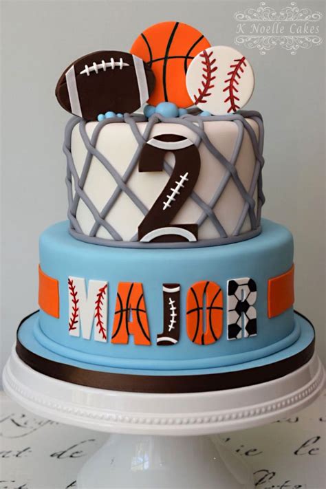 Sports Theme 2nd Birthday Cake by K Noelle Cakes