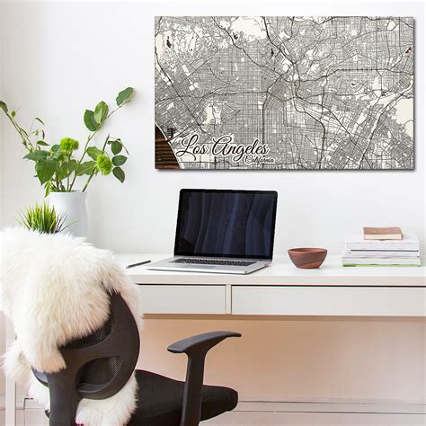 Los Angeles Ca Wooden Street Map Burnt Laser Cut Wall Map