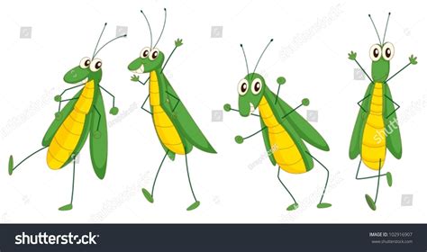 Illustration Set Funny Grasshopper Stock Vector Royalty Free 102916907 Shutterstock