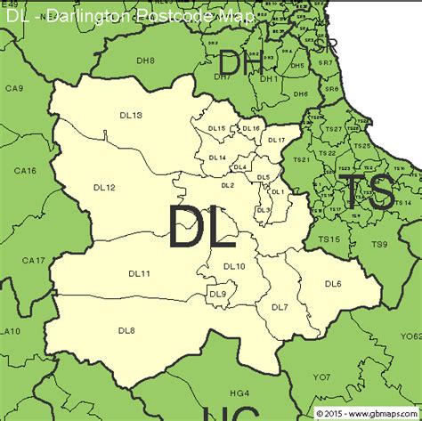 Darlington Postcode Area and District Maps in Editable Format