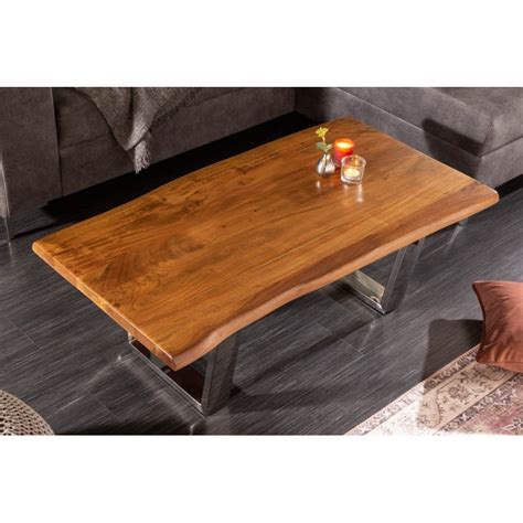 Table Basse En Tronc D Arbre Massif MAMMUT 110cm Acacia Honey Finish