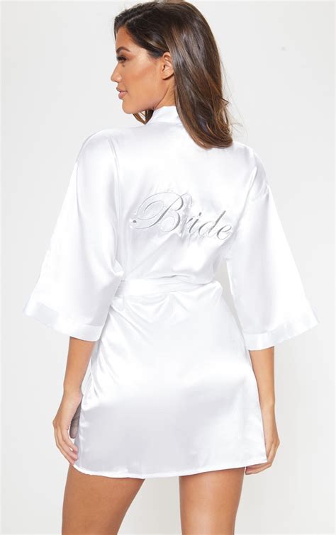 White Satin Bride Robe Nightwear And Onesies Prettylittlething